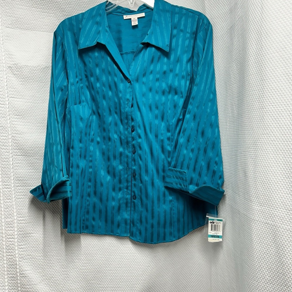JM Collections Deep Teal Button Up Size 16‎